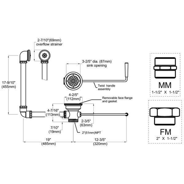 Plastic Twist Handle Waste Outlet