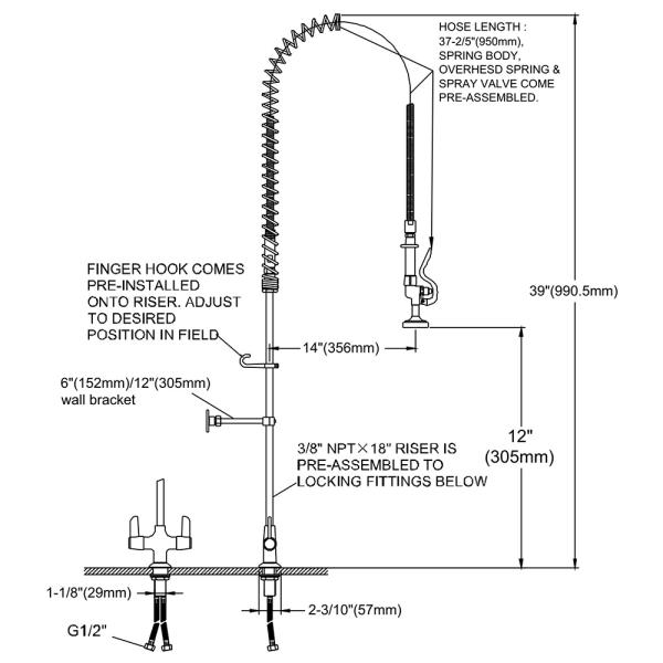 Single Hole Deck Mounted Pre-Rinse Unit