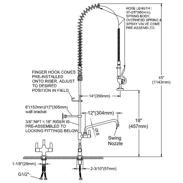 Single Hole Deck Mounted Pre-Rinse Unit