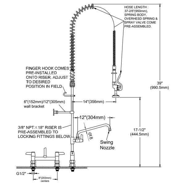 8'' Deck Mounted Pre-Rinse Unit