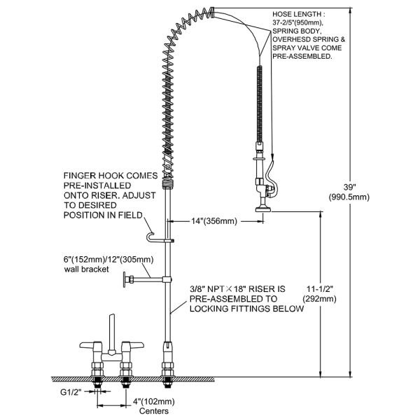 4'' Deck Mounted Pre-Rinse Unit