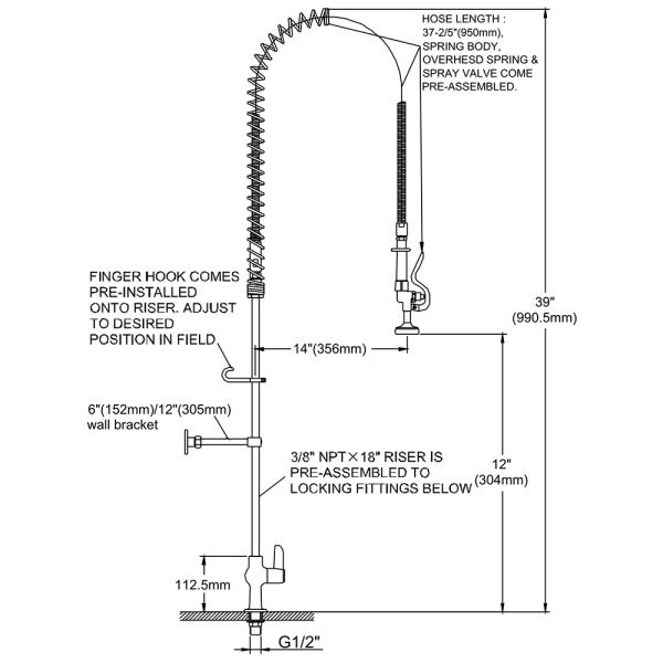 Single Hole Deck Mounted Pre-Rinse Unit