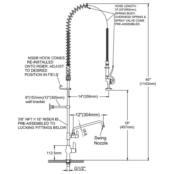 Single Hole Deck Mounted Pre-Rinse Unit