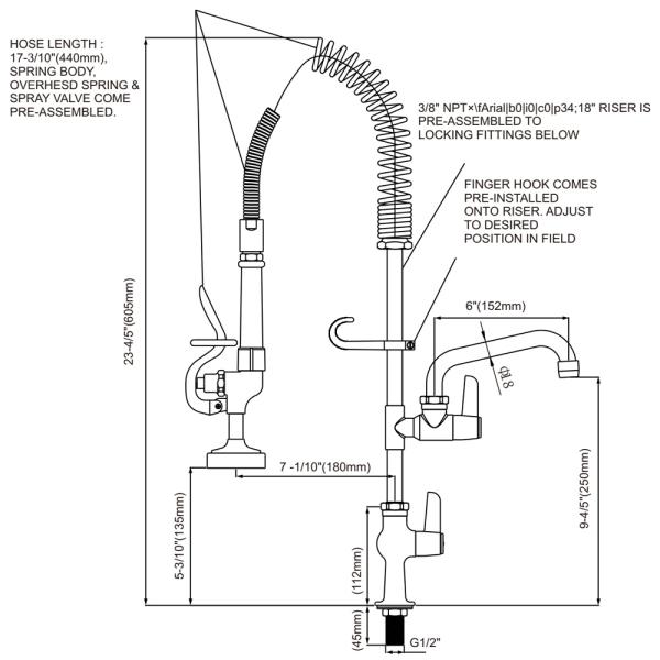 Single Hole Deck Mounted Pre-Rinse Unit