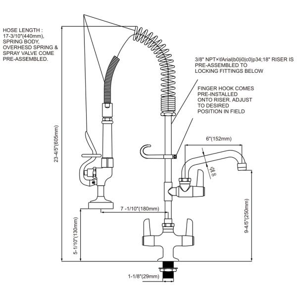 Mini Single Hole Deck Mounted Pre-Rinse Unit