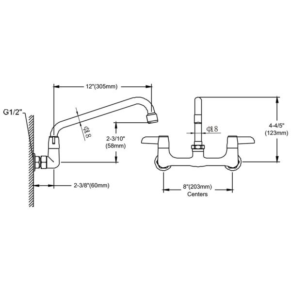 8'' (203mm) Center Wall Mounted Faucet