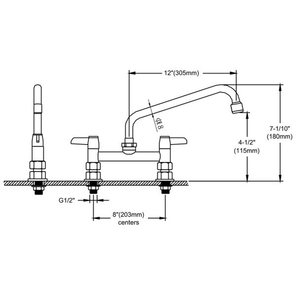 8'' (203mm) Center Deck Mounted Faucet