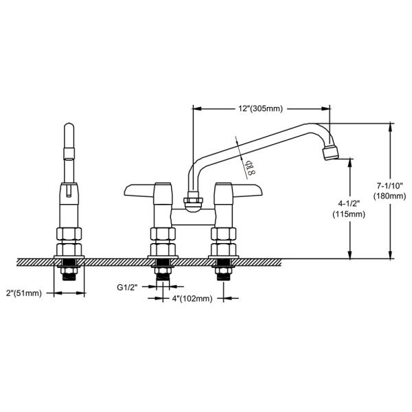 4'' (102mm) Center Deck Mounted Faucet