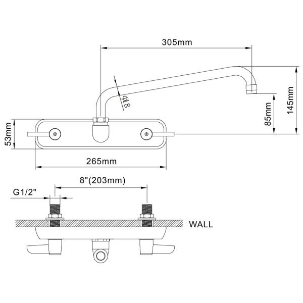 8'' (203mm) Center Wall Mounted Faucet