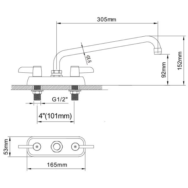 4'' (102mm) Center Deck Mounted Faucet