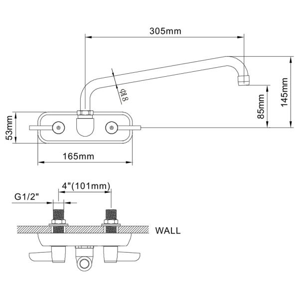 4'' (102mm) Center Wall Mounted Faucet