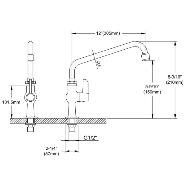 Single Supply Deck Mounted Faucet