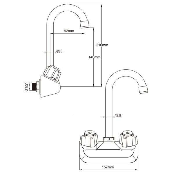 4''(102mm) Center Wall Mounted Faucet