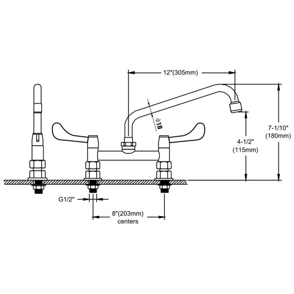 8'' (203mm) Center Deck Mounted Faucet