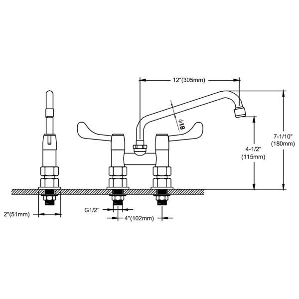 4'' (102mm) Center Deck Mounted Faucet