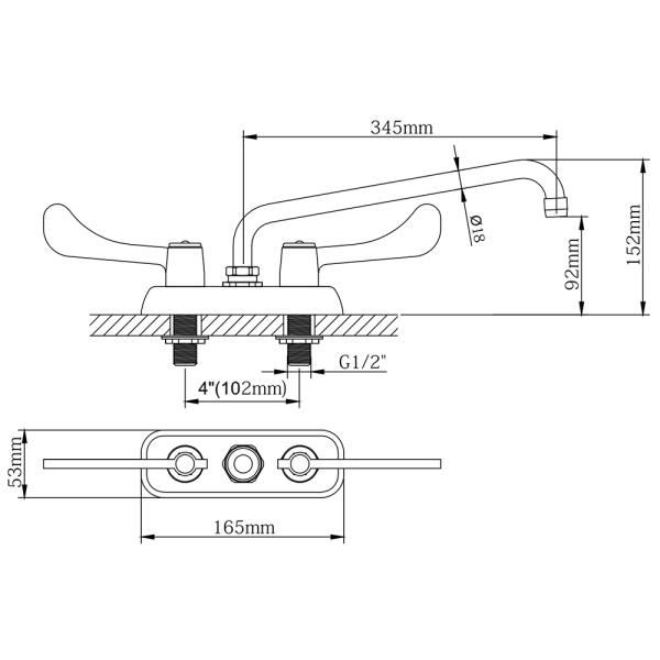 4'' (102mm) Center Deck Mounted Faucet