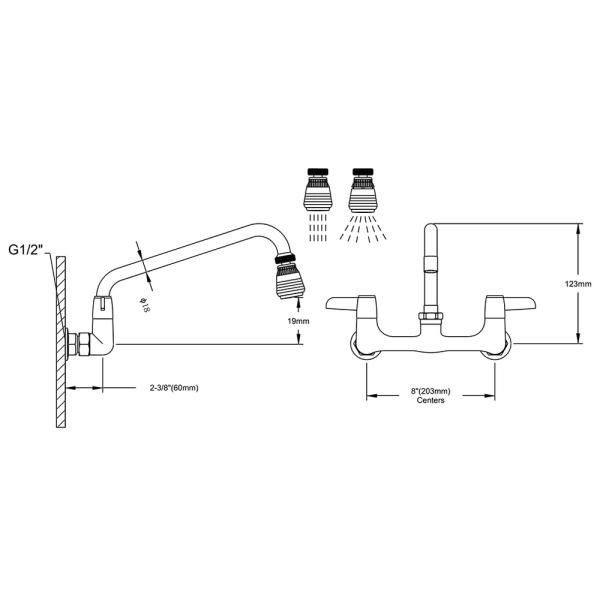 8'' (203mm) Center Wall Mounted Faucet