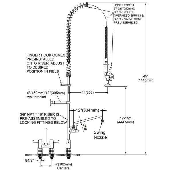 4'' Deck Mounted Pre-Rinse Unit